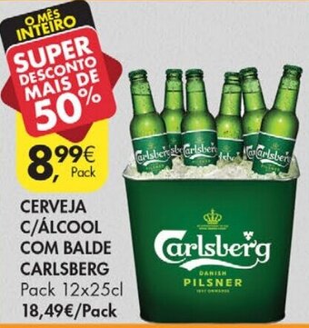 Pingo Doce Cerveja C/Álcool com Balde Carlsberg 12x25cl promoção