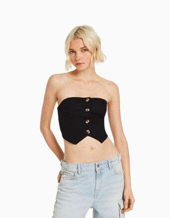 Bershka Top bustier com linho promoção