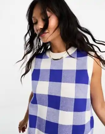 Whistles suki knitted checked tank top in multi