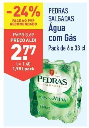 ALDI Água com gás pedras salgadas promoção