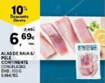 Continente ALAS DE RAIA S/ PELE CONTINENTE CONGELADAS EMB 700 G promoção