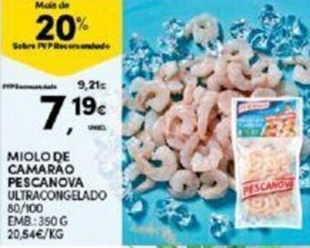 Continente MIOLO DE CAMARÃO PESCANOVA ULTRACONGELADO promoção