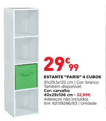 Bricomarché Estante "Paris" 4 Cubos 31x29,5x122cm promoção