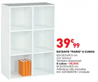 Bricomarché Estante "Paris" 6 Cubos 62x29,5x91,5cm promoção