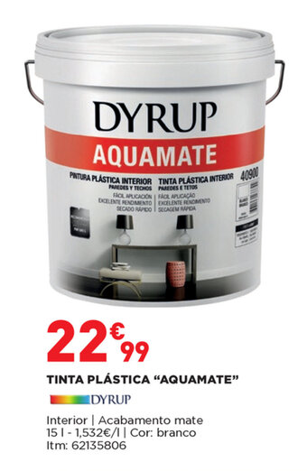 Bricomarché Tinta Plástica "Aquamate" Dyrup 15L promoção