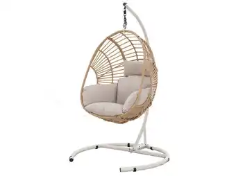 Cadeira suspensa garden star corda com almofadas creme