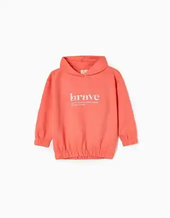 Zippy Sweat cardada com capuz em algodão para menina 'brave', coral promoção