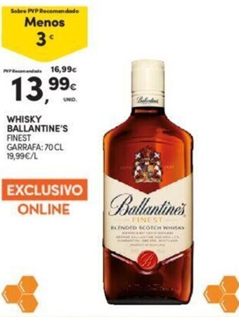 Continente WHISKY BALLANTINE'S FINEST GARRAFA: 70 CL promoção