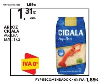 Continente ARROZ CIGALA Agulha EMB: 1KG promoção