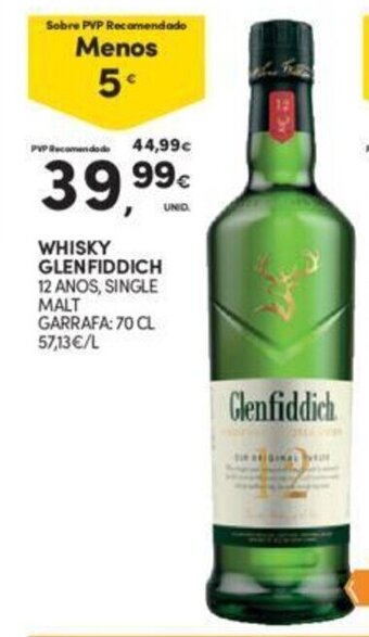 Continente WHISKY GLENFIDDICH 12 ANOS, SINGLE MALT GARRAFA: 70 CL promoção