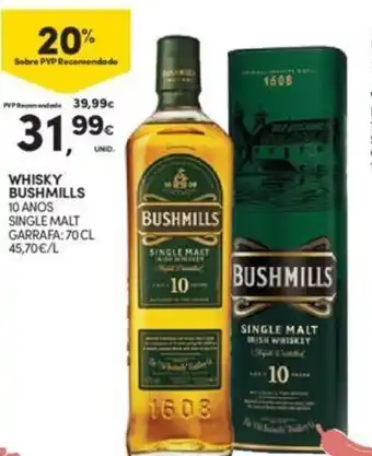 Continente WHISKY BUSHMILLS 10 ANOS SINGLE MALT GARRAFA: 70 CL promoção