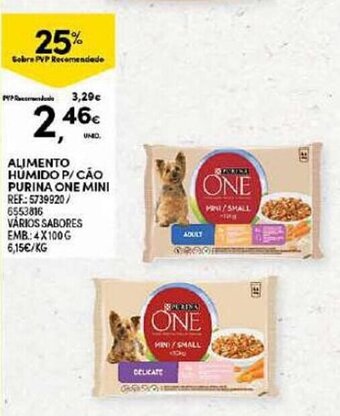 Continente ALIMENTO HUMIDO P/ CÃO PURINA ONE MINI promoção