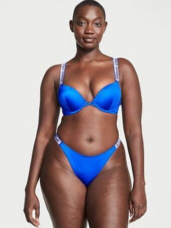 Victorias Secret Shine strap bombshell add-2-cups push-up bikini top promoção