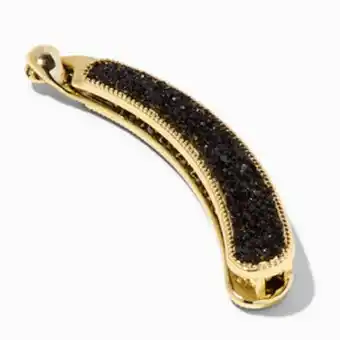 Gold metal black druzy banana hair claw