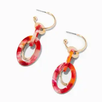 Gold resin linked hoop 2'' drop earrings