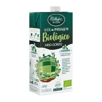 Leite de pastagem meio-gordo biológico