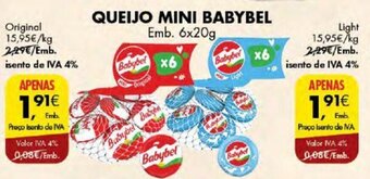 Pingo Doce QUEIJO MINI BABYBEL Emb. 6x20g Original promoção