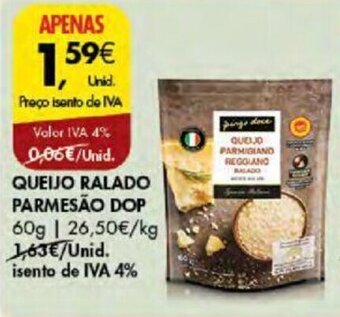 Pingo Doce QUEIJO RALADO PARMESÃO DOP 60g promoção