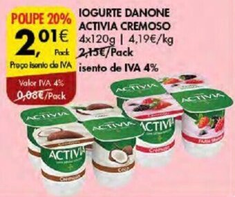 Pingo Doce IOGURTE DANONE ACTIVIA CREMOSO 4x120g promoção