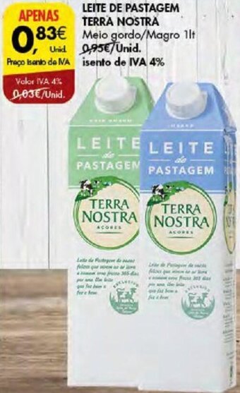 Pingo Doce LEITE DE PASTAGEM TERRA NOSTRA 1lt promoção