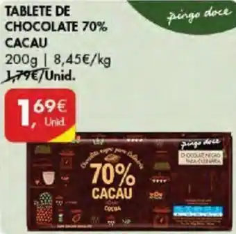 Pingo Doce TABLETE DE CHOCOLATE 70% CACAU 200g promoção