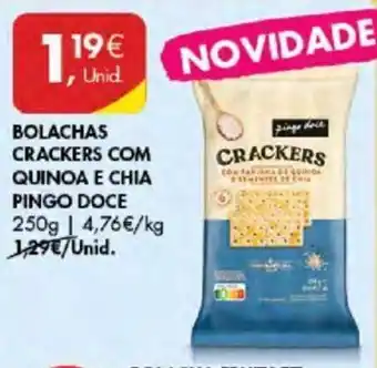 Pingo Doce BOLACHAS CRACKERS COM QUINOA E CHIA PINGO DOCE 250g promoção