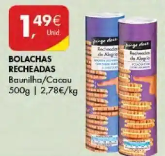 Pingo Doce BOLACHAS RECHEADAS Baunilha/Cacau 500g promoção