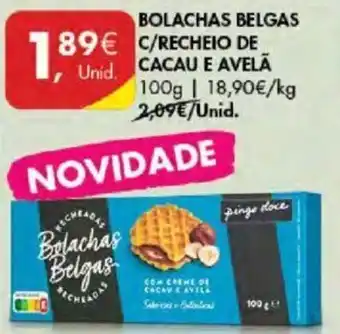 Pingo Doce BOLACHAS BELGAS C/RECHEIO DE CACAU E AVELÃ promoção