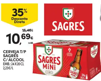 Continente Cerveja T/P Sagres C/Álcool 24x20cl promoção