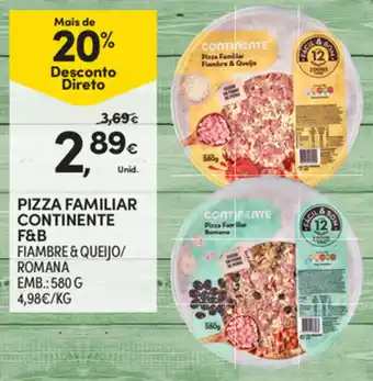 Continente Pizza Familiar Continente F&B 580g promoção