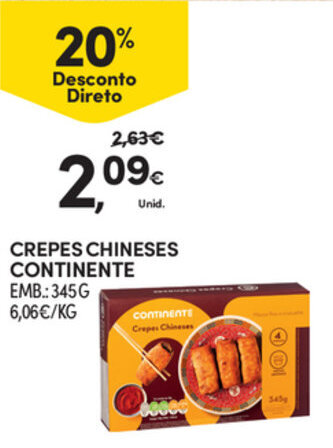 Continente Crepes Chineses Continente 345g promoção