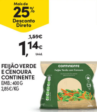 Continente Feijão Verde E Cenoura Continente 400g promoção