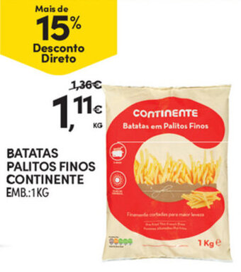 Continente Batatas Palitos Finos Continente 1kg promoção