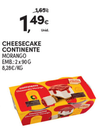 Continente Cheesecake Continente 2x90g promoção