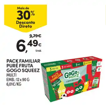 Continente Pack Familiar Puré Fruta Gogo Sqeez 12x90g promoção