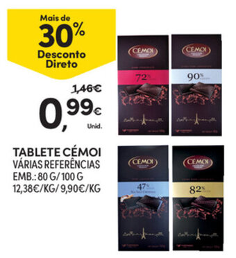 Continente Tablete Cémoi 80g/100g promoção