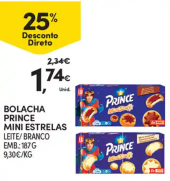 Continente Bolacha Prince Mini Estrelas 187g promoção