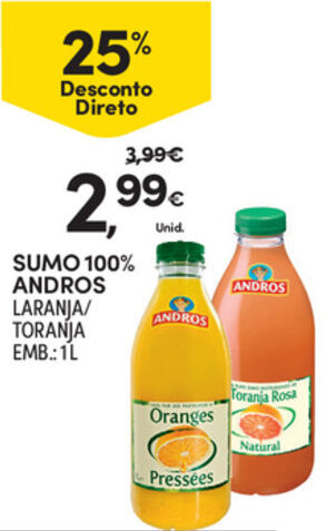 Continente Sumo 100% Andros 1L promoção