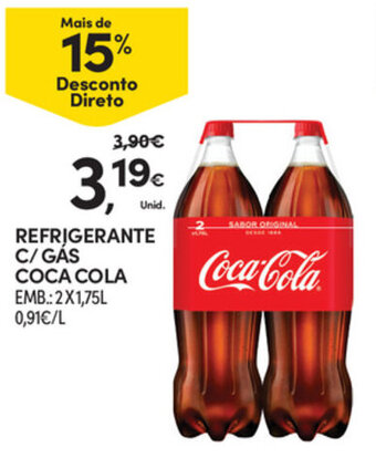 Continente Refrigerante C/Gás Coca-Cola 2x1,75L promoção