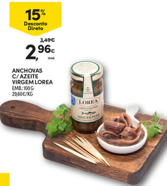 Continente Anchovas C/ Azeite Virgem Lorea 100g promoção