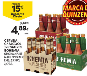 Continente Cerveja C/Álcool T/P Sagres Bohemia 6x33cl promoção