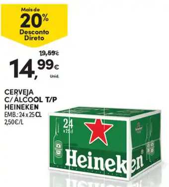 Continente Cerveja C/Álcool T/P Heineken 24x25cl promoção