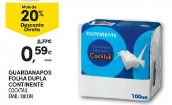 Continente Guardanapos Folha Dupla Continente 100 UN promoção