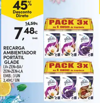 Continente Recarga Ambientador Portátil Glade 3UN promoção