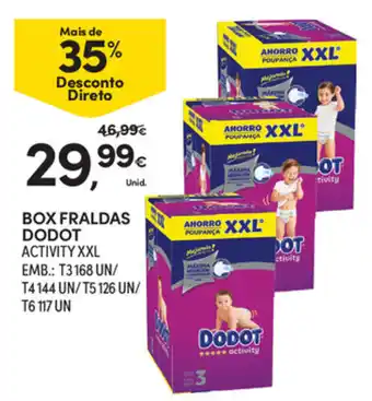 Continente Box Frandas Dodot T3 168 Un/ T4 144 UN/ T5 126 Un/T6 117 UN promoção