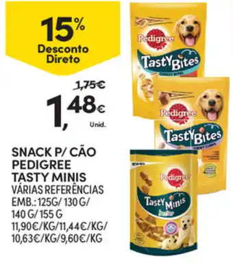 Continente Snack P/Cão Pedigree Tasty Minis 125g/130g/140g/155g promoção