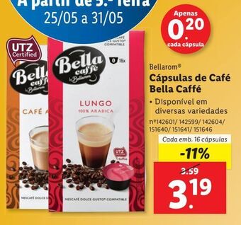 Lidl Cápsulas de café bellarom promoção