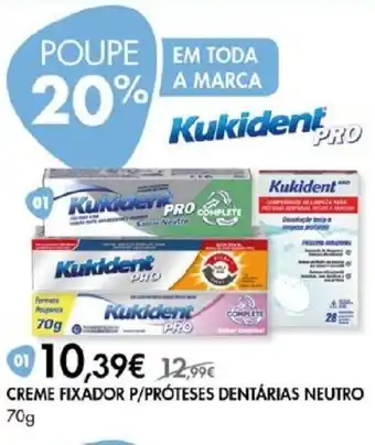 Pingo Doce CREME FIXADOR P/PRÓTESES DENTÁRIAS NEUTRO 70g promoção