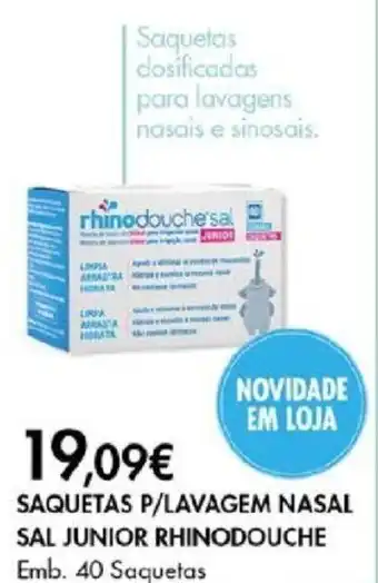 Pingo Doce SAQUETAS P/LAVAGEM NASAL SAL JUNIOR RHINODOUCHE Emb. 40 Saquetas promoção