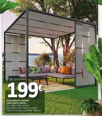 E.Leclerc PAVILHÃO DE JARDIM COM CORTA VENTO Dim.: 300 x 300 x 250 cm promoção